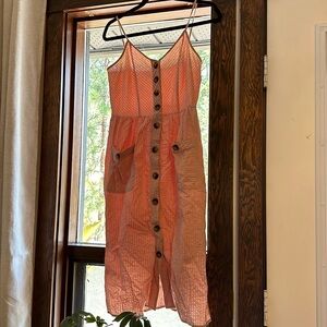 Pink martini button up midi dress